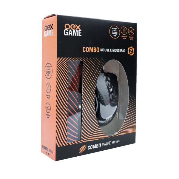 Combo Gamer Wave Mc105 - Mouse Óptico 4 Botões - Led - 2400 Dpi